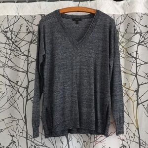 J. Crew Wool Linen Blend Tunic Sweater Dark Blue + Gray Small